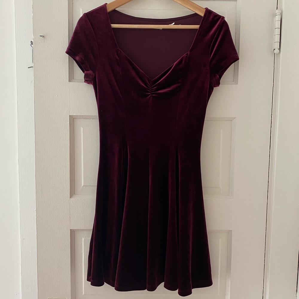 Urban Outfitters Red-Purple Velvet Dress